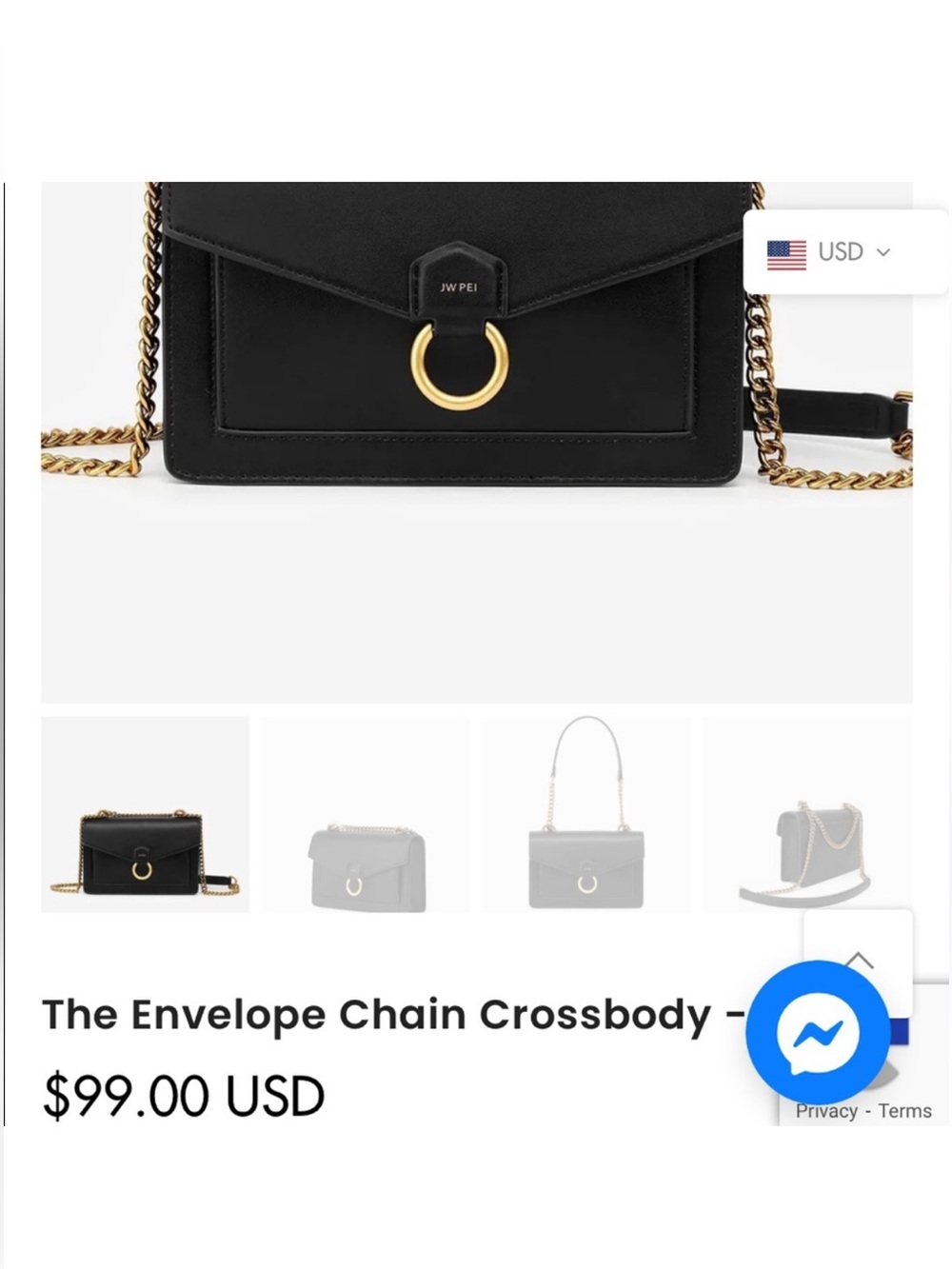 JW PEI Black Shoulder Bag with Gold Ring & Chain - Picture 2 of 2